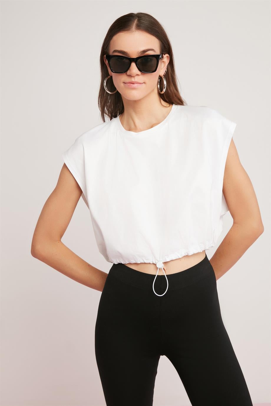ANGELİCE Örme Relaxed Beyaz  T-Shirt