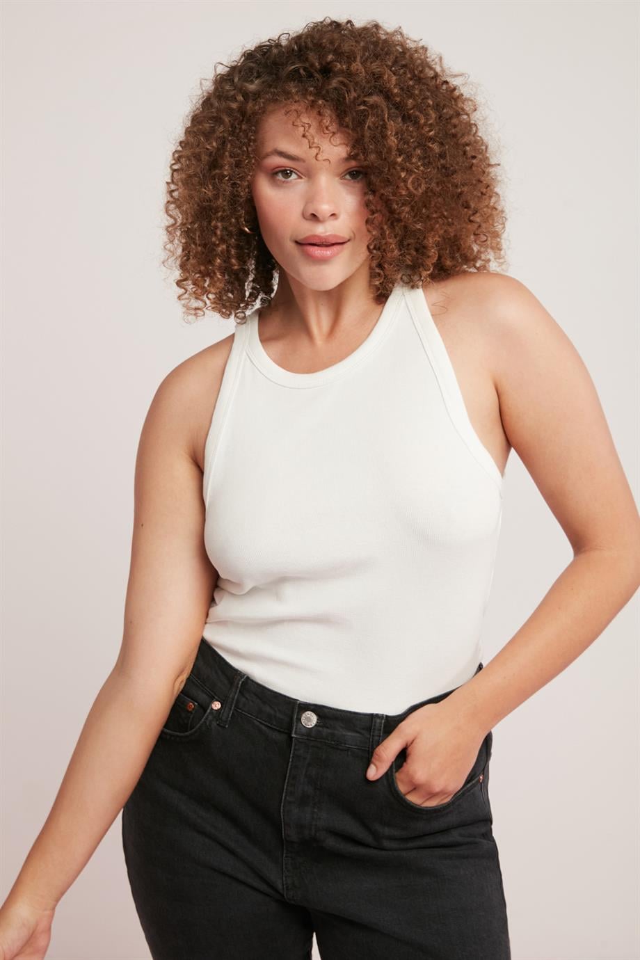 CARİNA Örme Slim Beyaz Tekli Büyük Beden Body