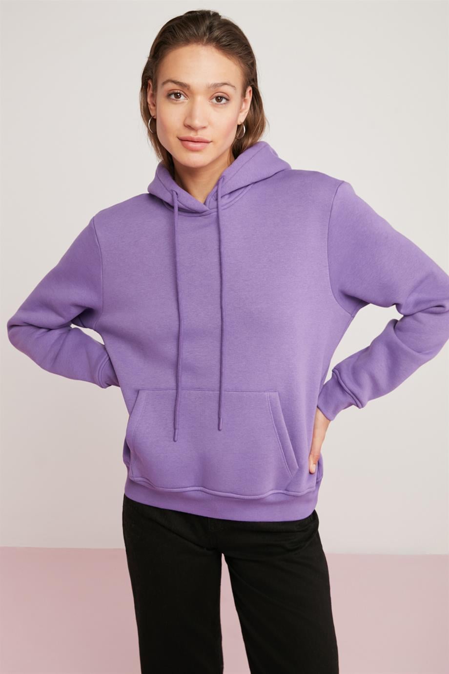 DİANE Örme Relaxed Mor Tekli Sweatshirt