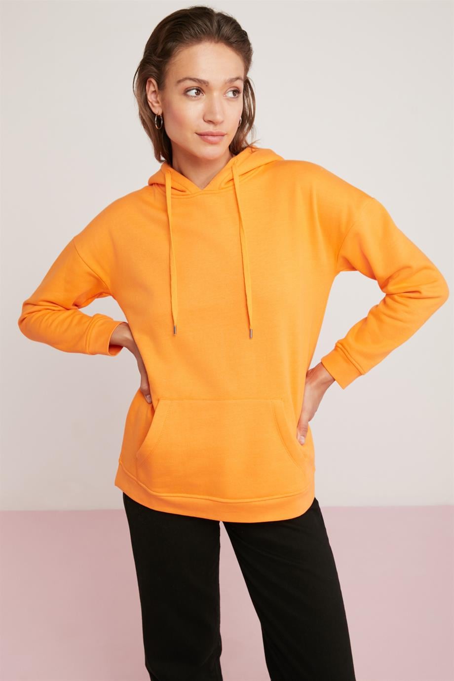 DİANE Örme Relaxed Turuncu Tekli Sweatshirt