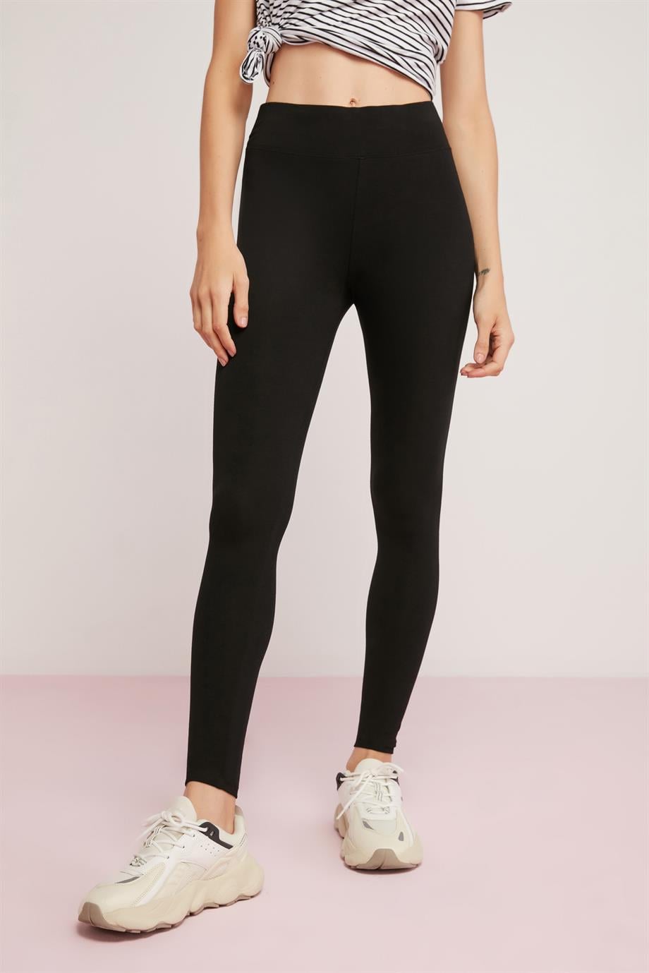 EMBER Örme Slim Siyah Tekli Tayt