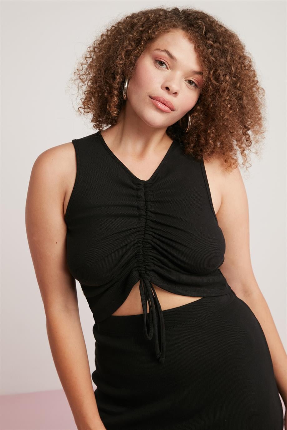 GLORİA Örme Slim Siyah Tekli Büyük Beden Body