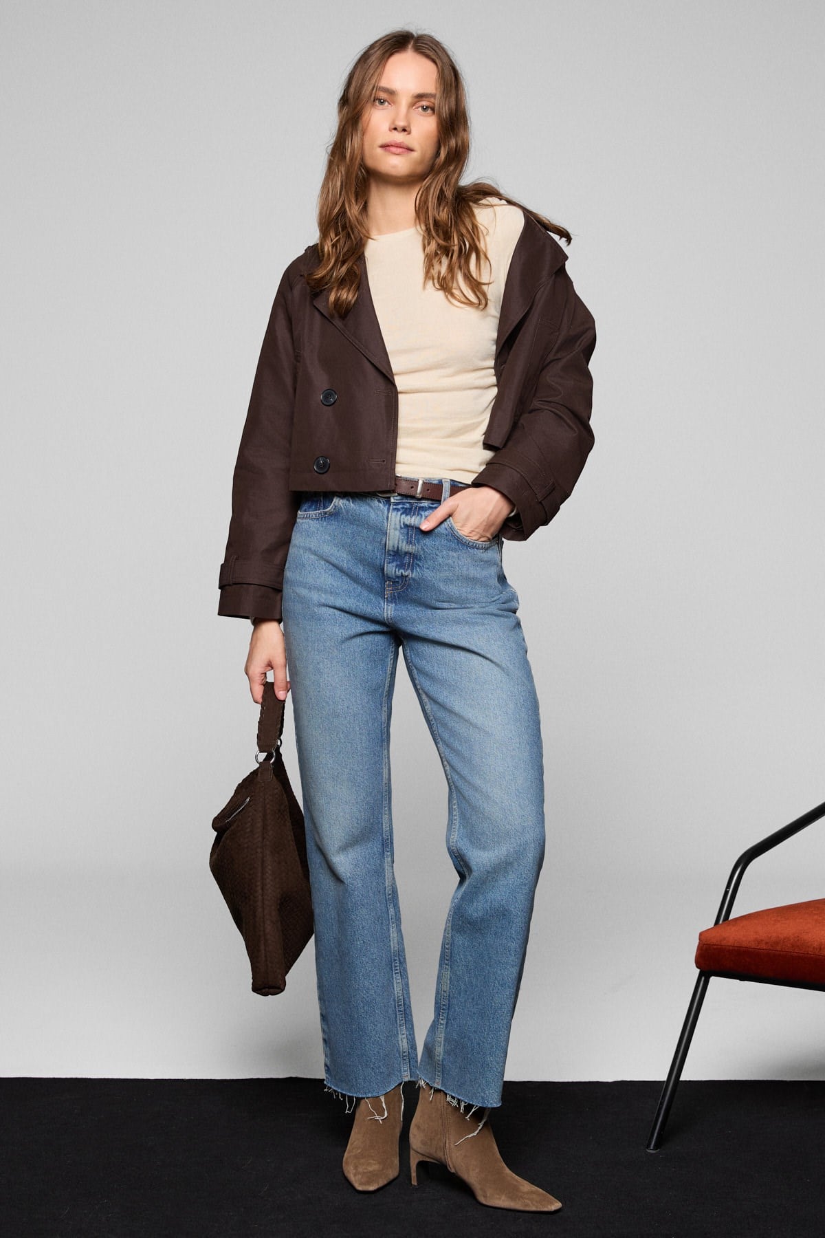 INSSAZA Kadın Vücuda Oturan Büzgülü Slim Fit Taş Rengi Bluz