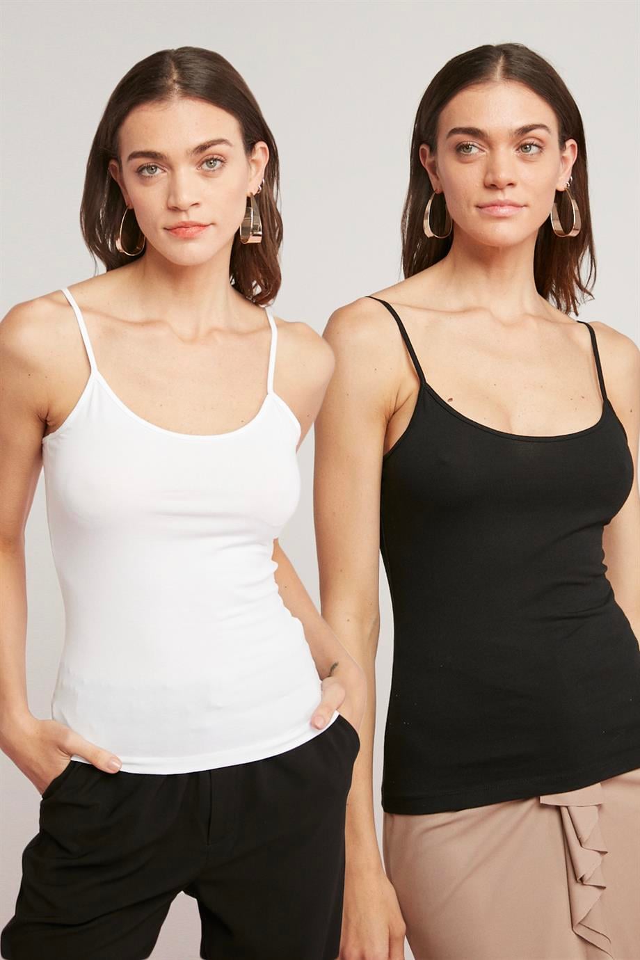 KHLOE Örme Regular Siyah - Beyaz 2 Body