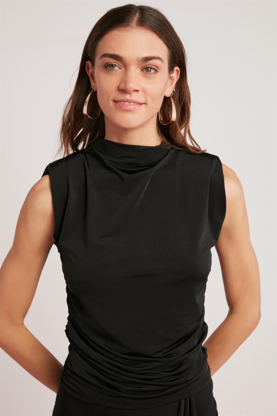 MARGOT Örme Relaxed Siyah Tekli Bluz