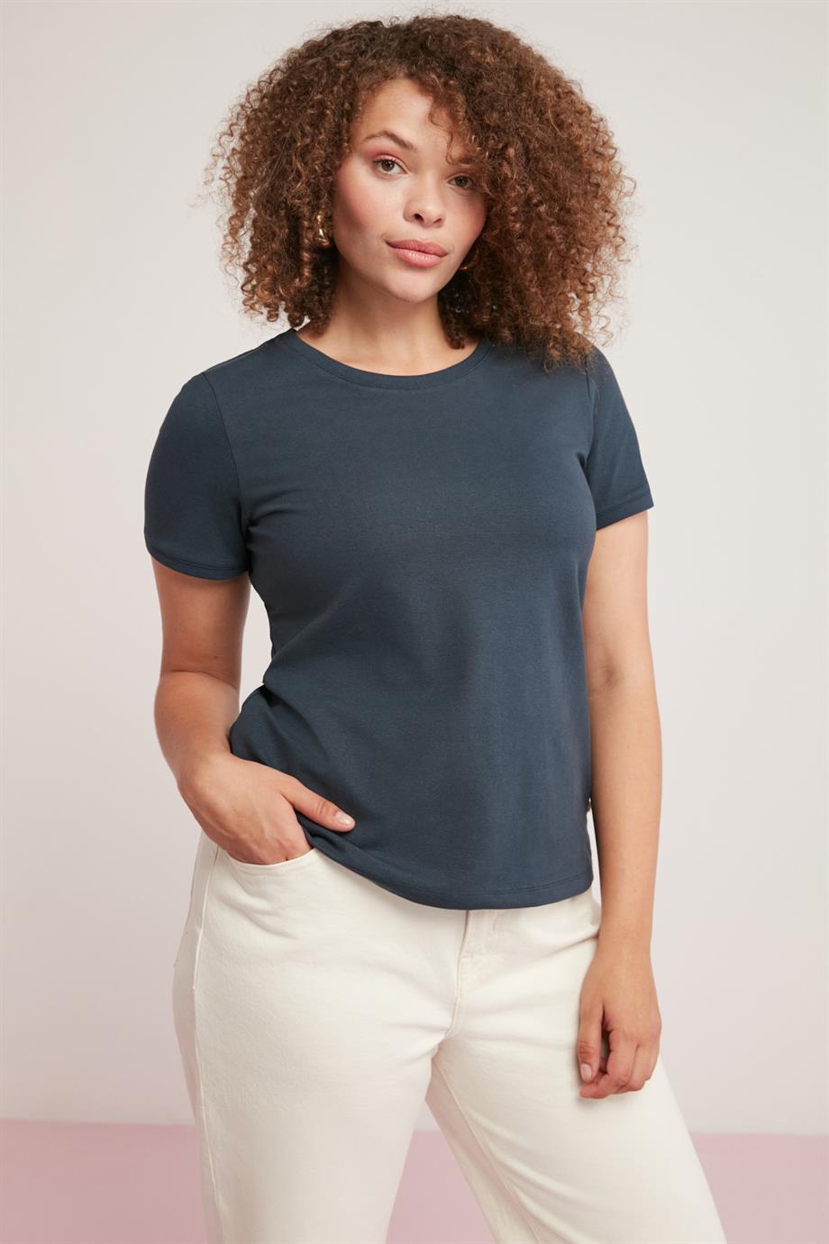 PERLA Örme Regular Lacivert Tekli Büyük Beden Body