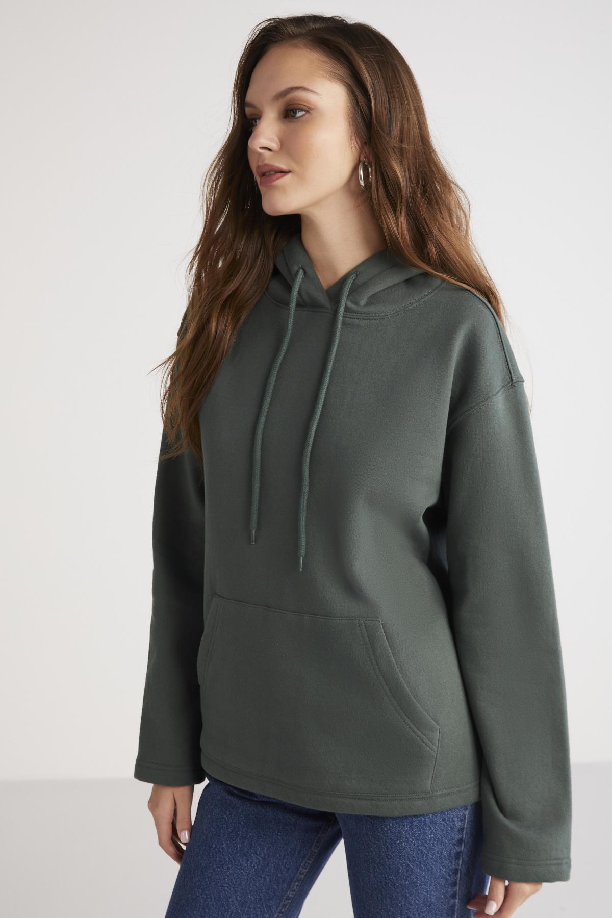PIPER Örme Comfort Yeşil Tekli Sweatshirt