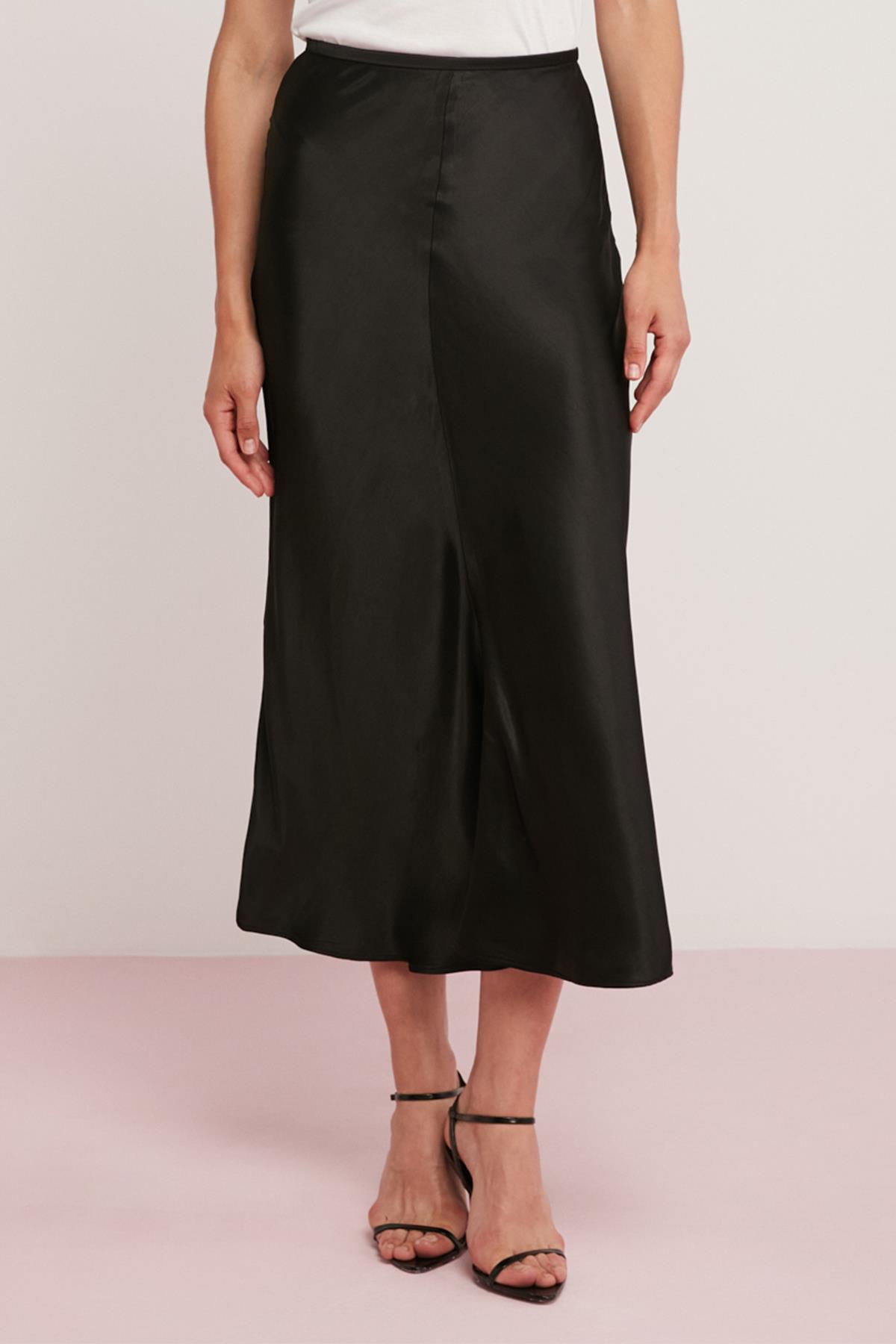 ROSANNE Dokuma Maxi Siyah Tekli Etek