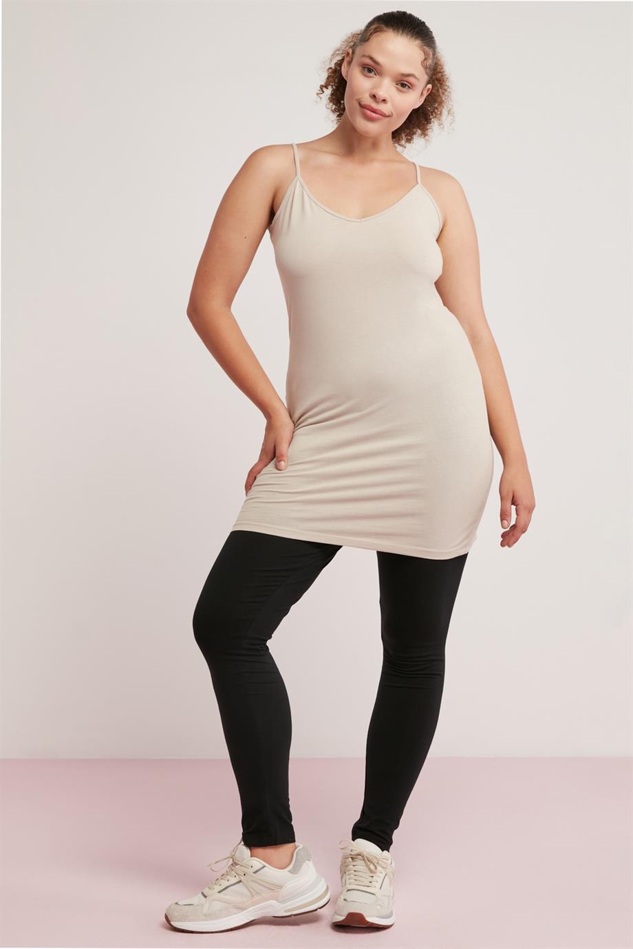 SABİNA Örme Regular Bej Tekli Büyük Beden Body