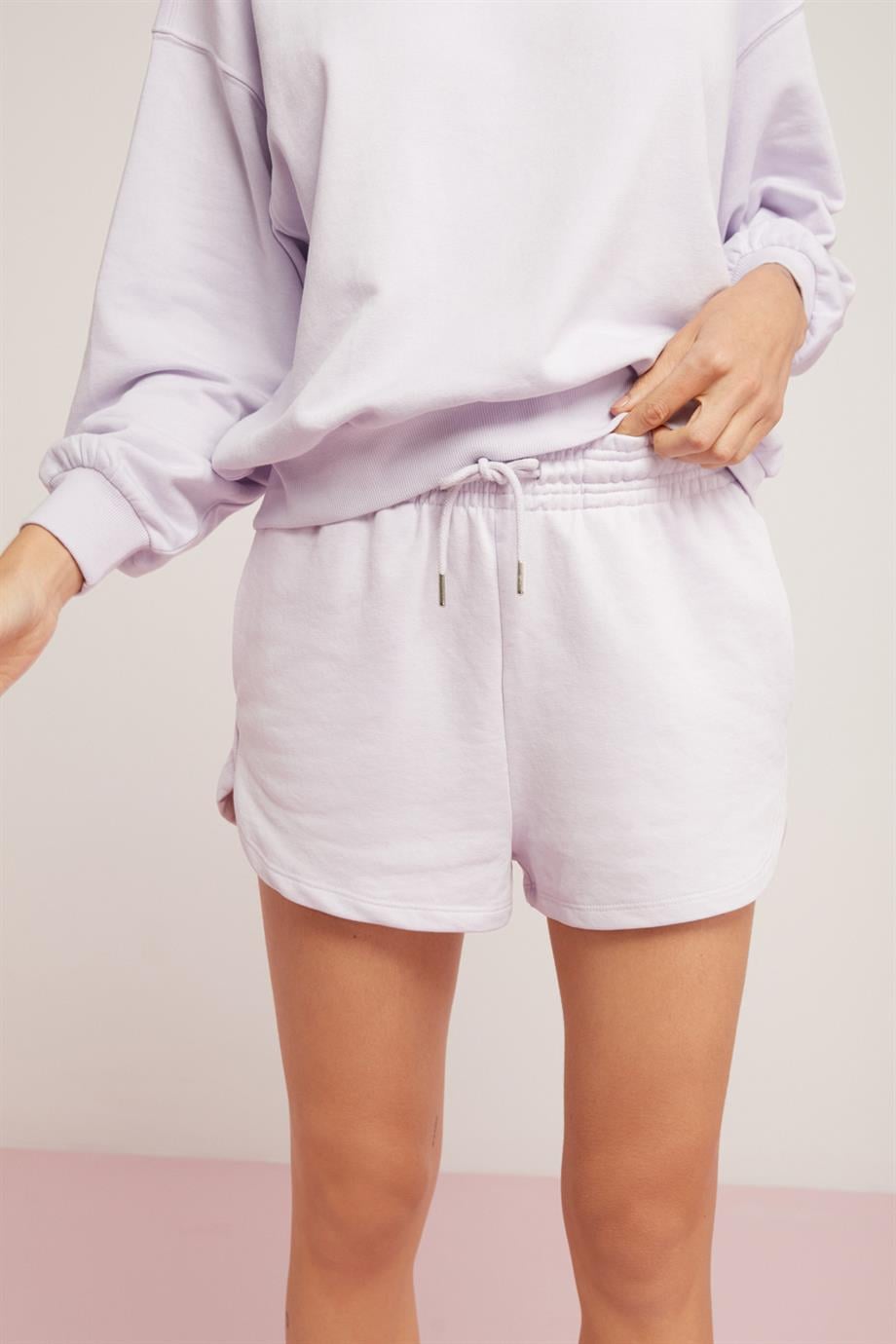 TASHA Örme Comfort Lila Tekli Şort