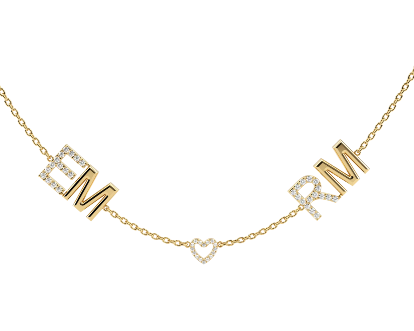 Çift Harfli Kalpli Kolye