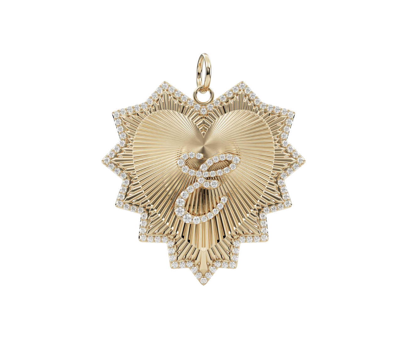 Fluted Heart Initial Charm