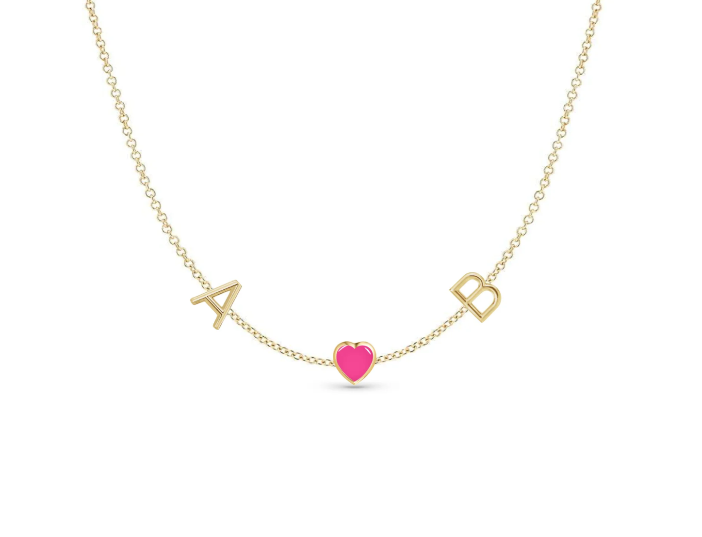 Harfli Mineli Kalp Kolye