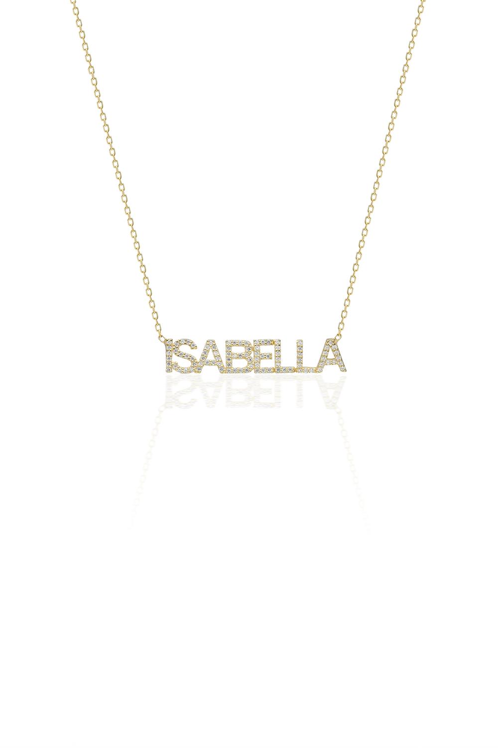 Taşlı Block İsim Kolye