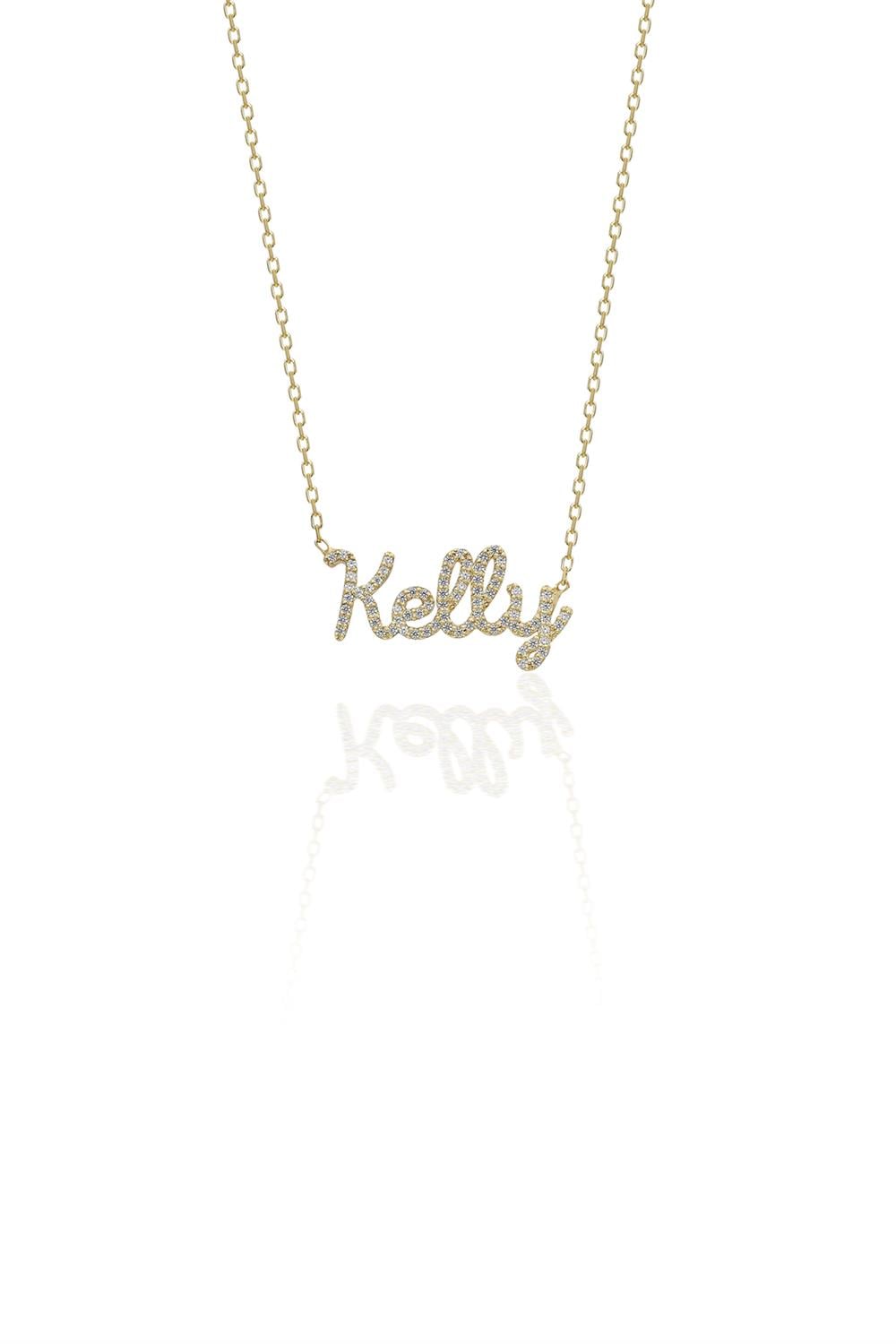 Taşlı Script İsim Kolye