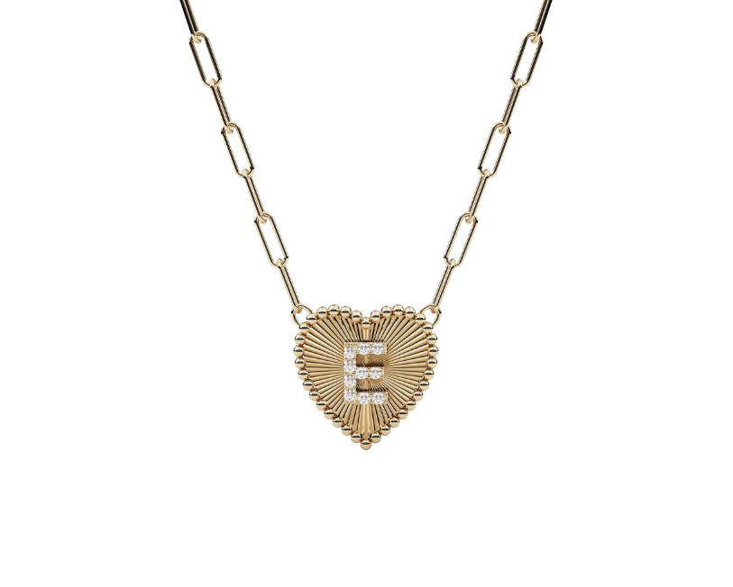 Yivli Harfli Kalp Kolye