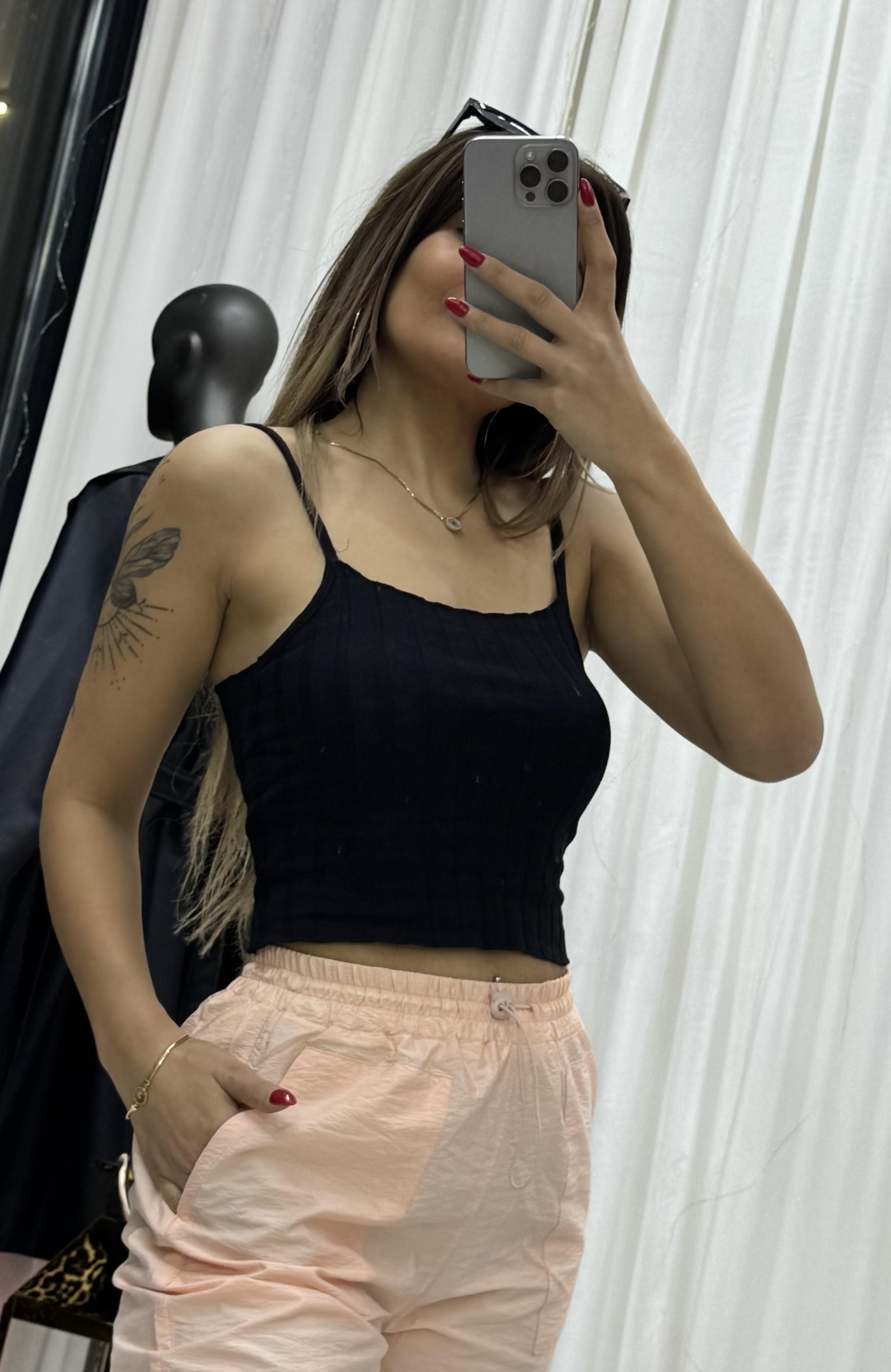  İP ASKILI FİTİLLİ CROP SİYAH