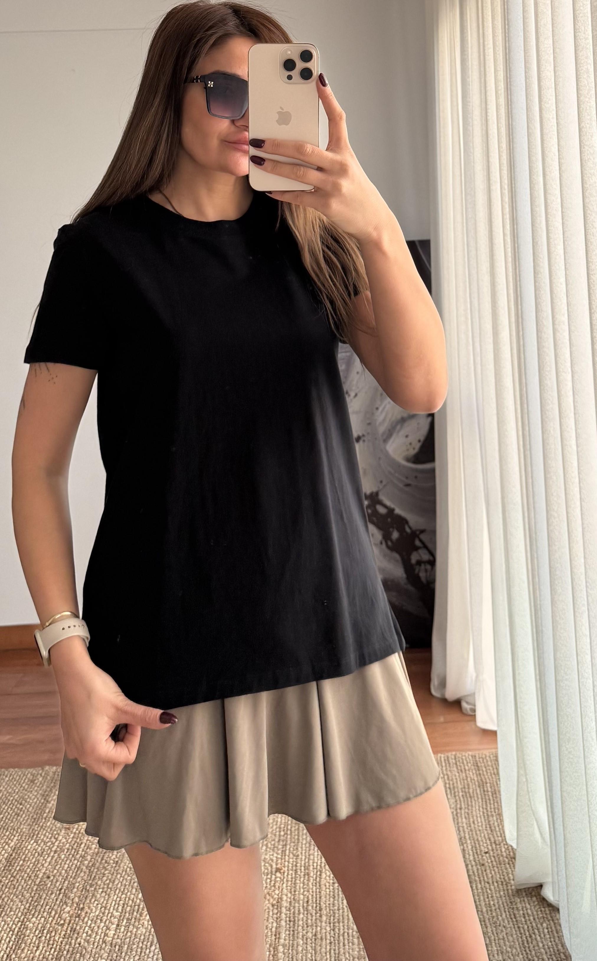 Bisiklet Yaka Basıc T-shirt- Siyah 