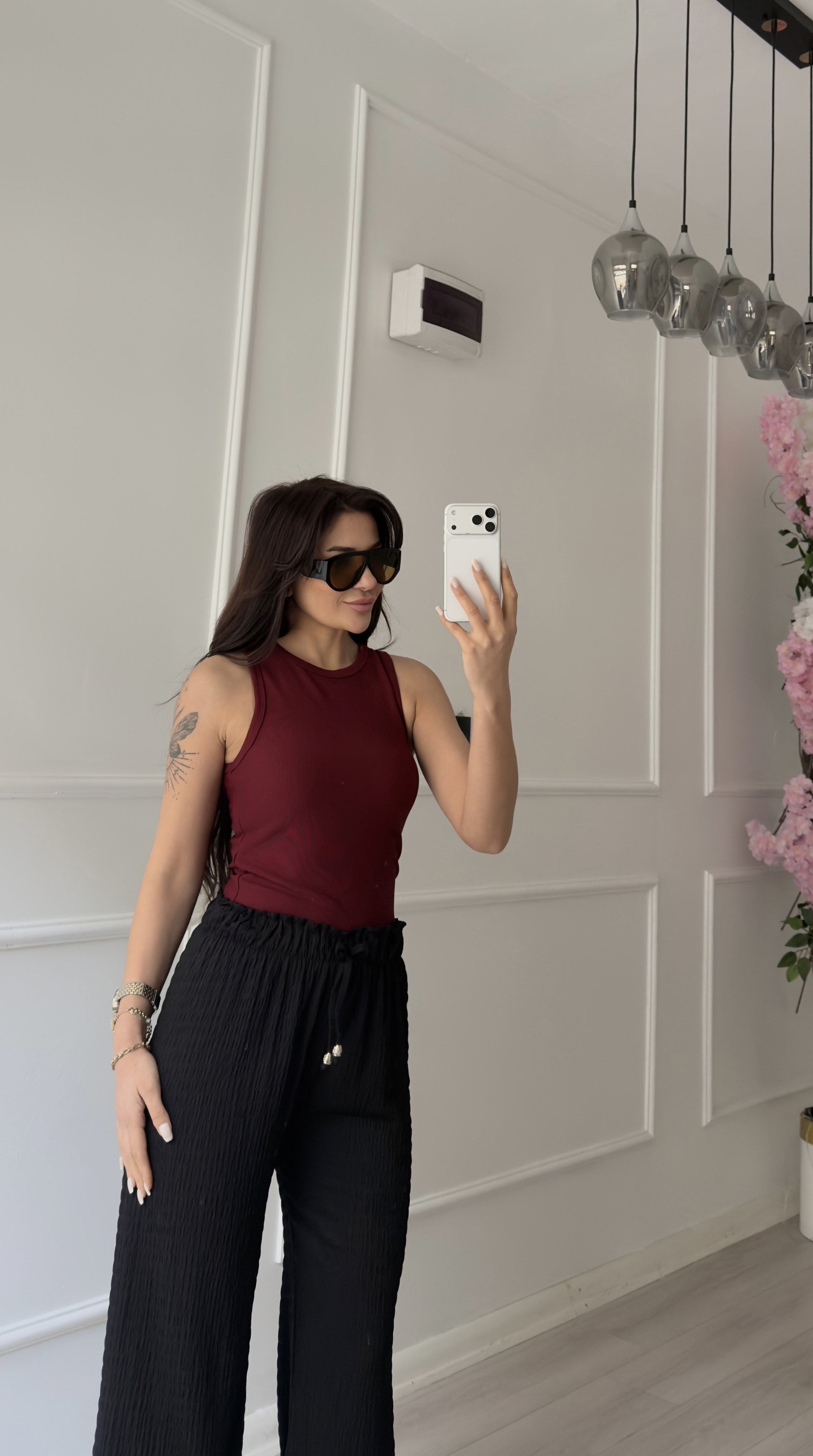 Bordo Bisiklet Yaka Bluz 
