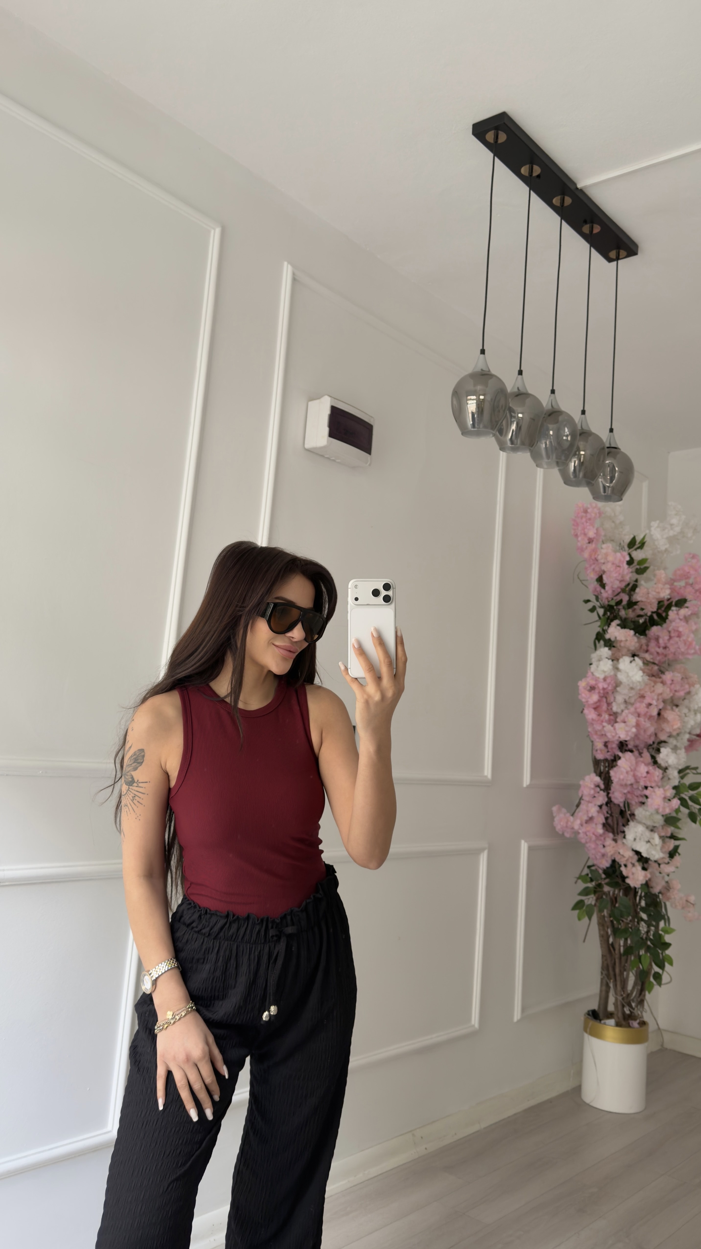 Bordo Bisiklet Yaka Bluz 