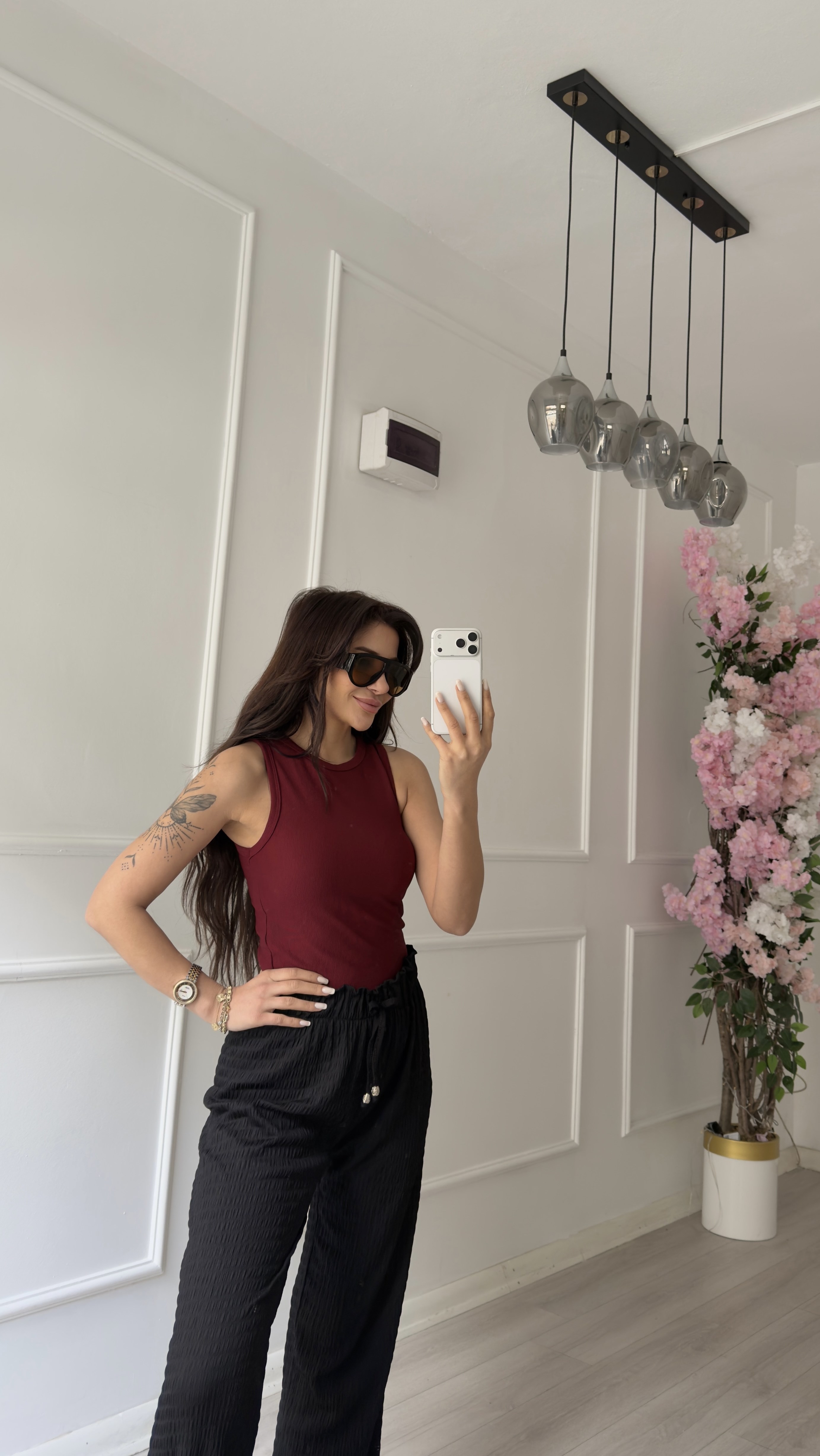 Bordo Bisiklet Yaka Bluz 