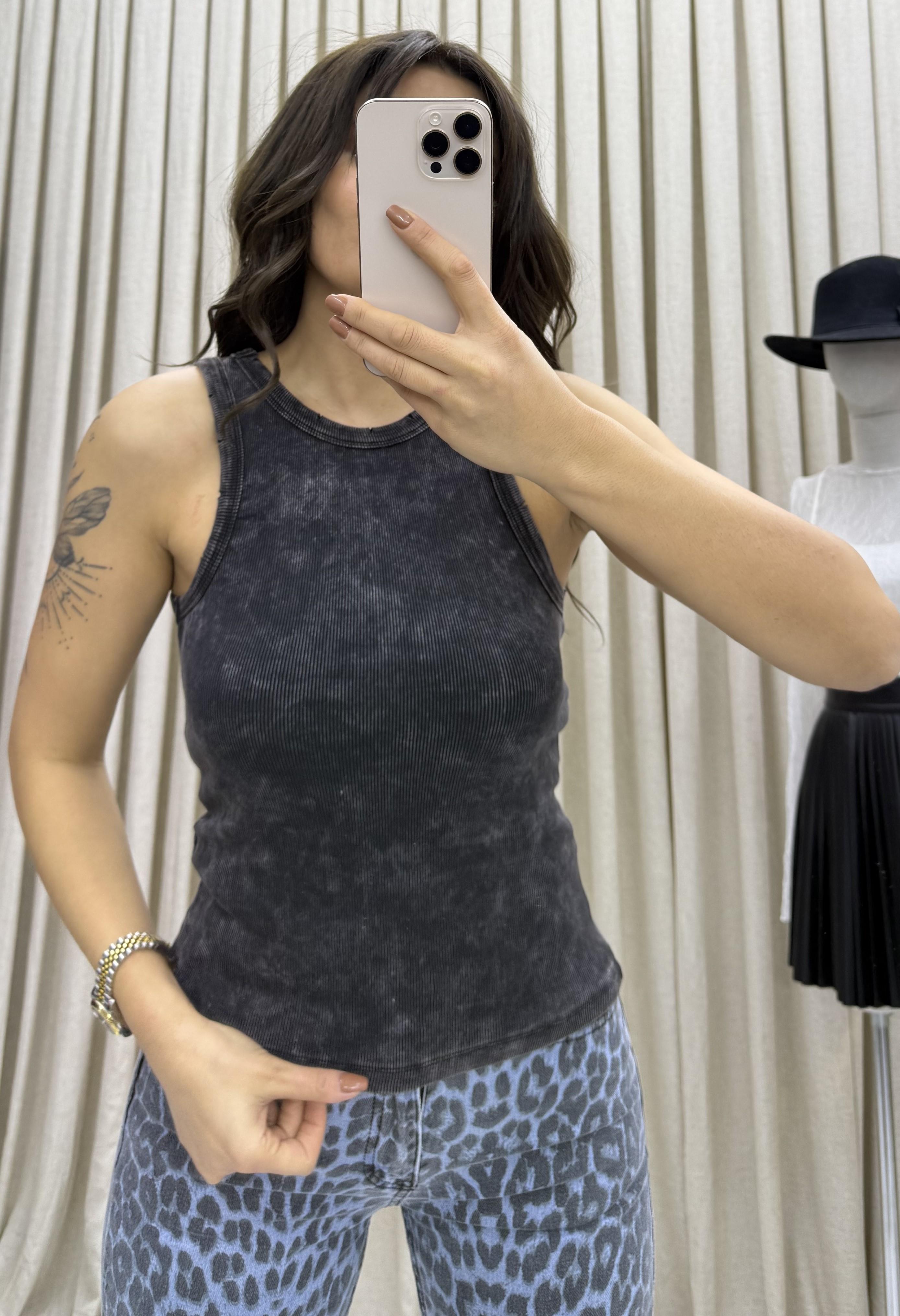 Fitilli bluz Halter Yaka Basic-Siyah