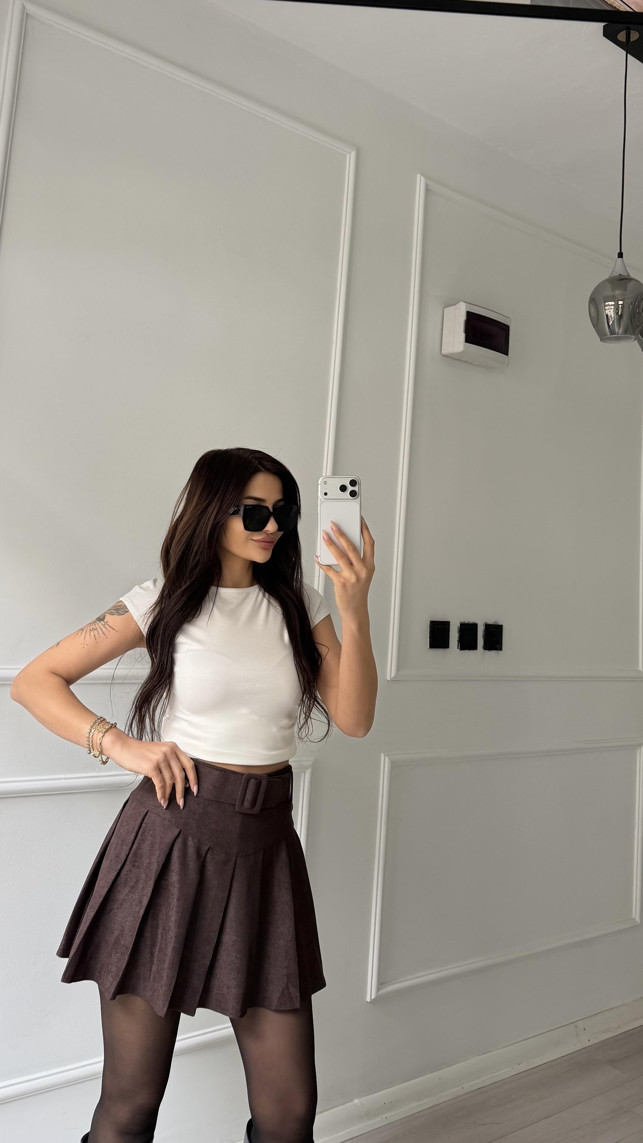 Kemerli Şortlu kısa Etek
