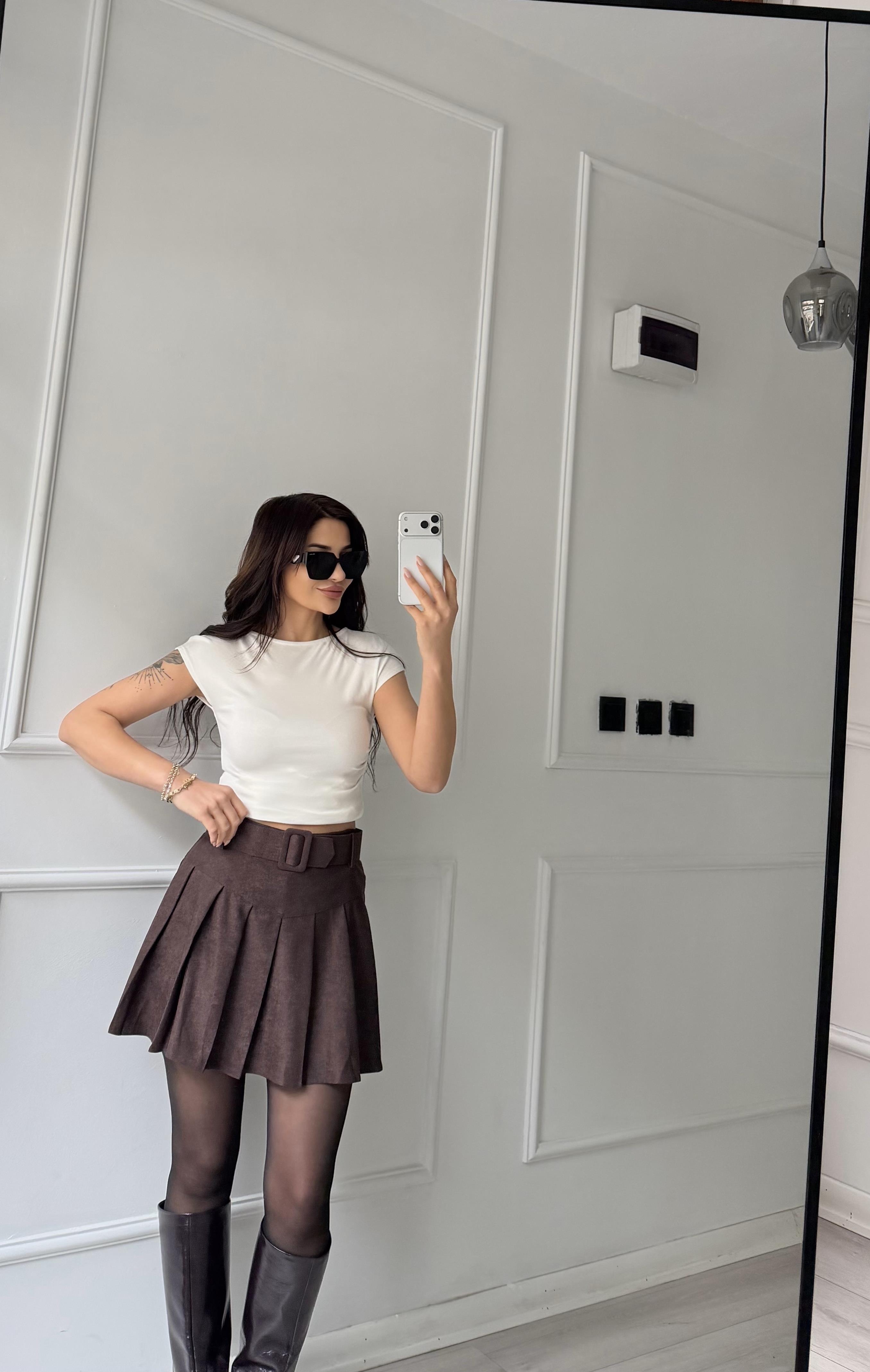 Kemerli Şortlu kısa Etek