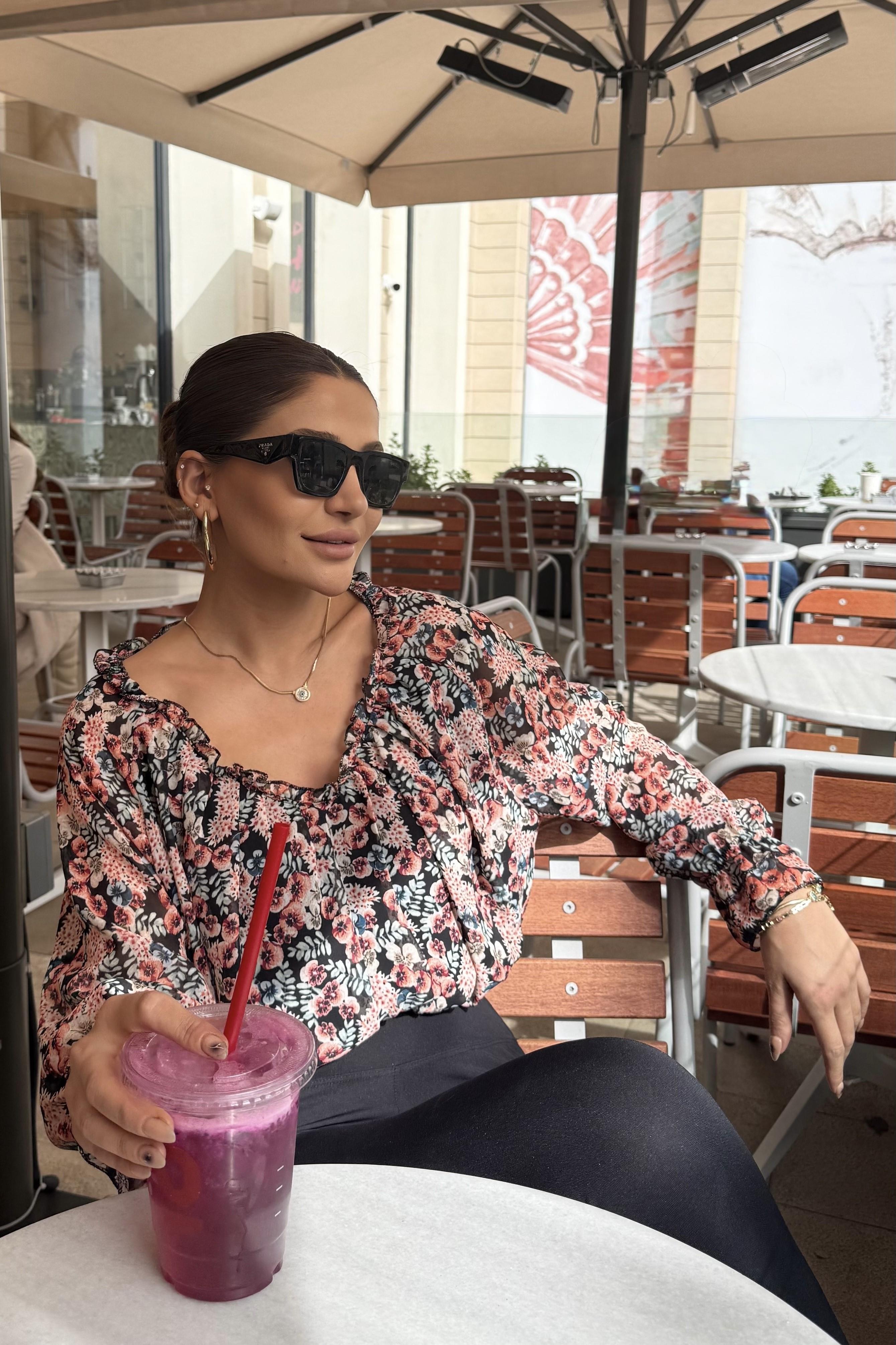 Yuvarlak Yaka Şifon Kumaş Bel Ve kol Lastikli-Pembe