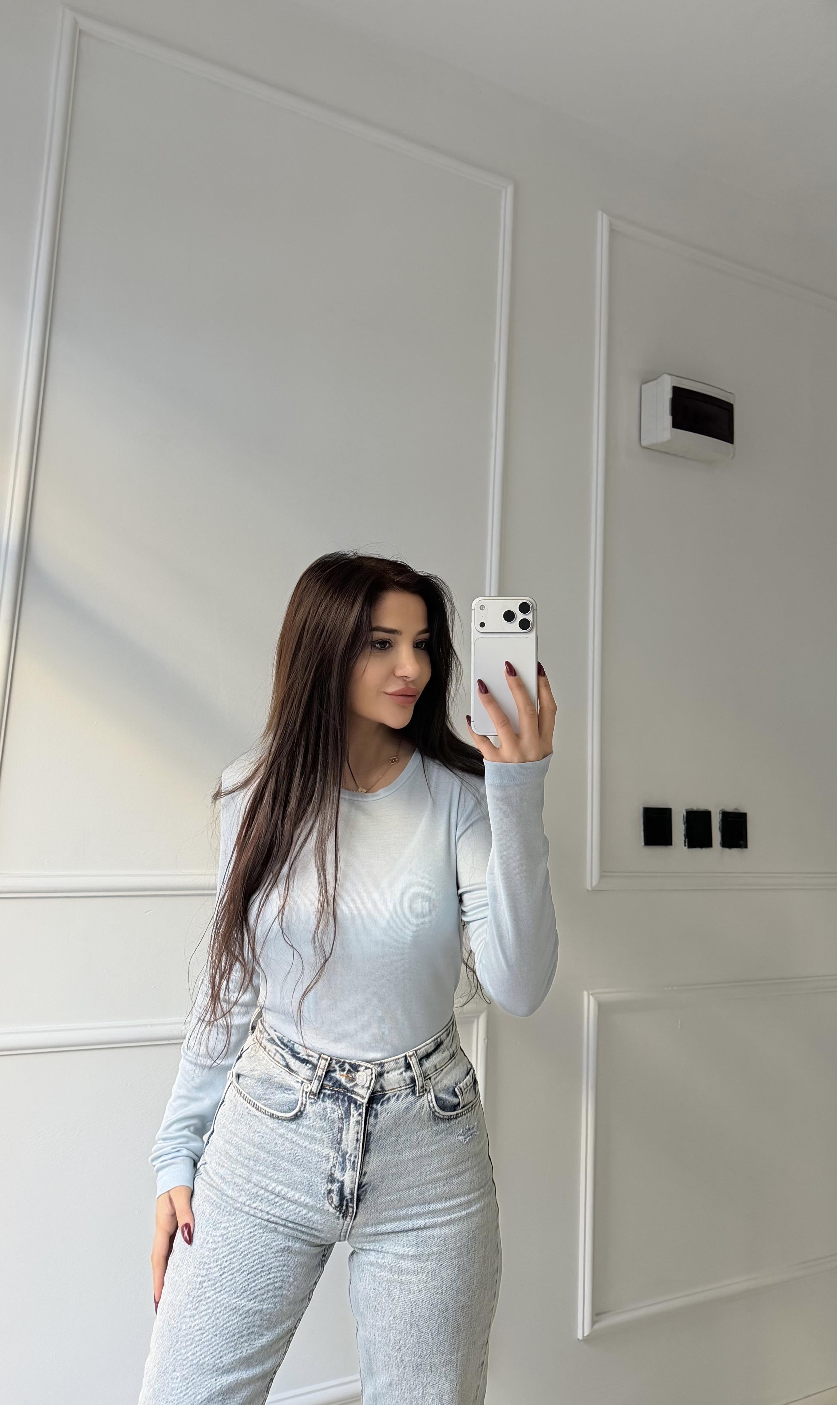 Mavi Bisiklet Yaka Uzun Kollu Transparan Bluz