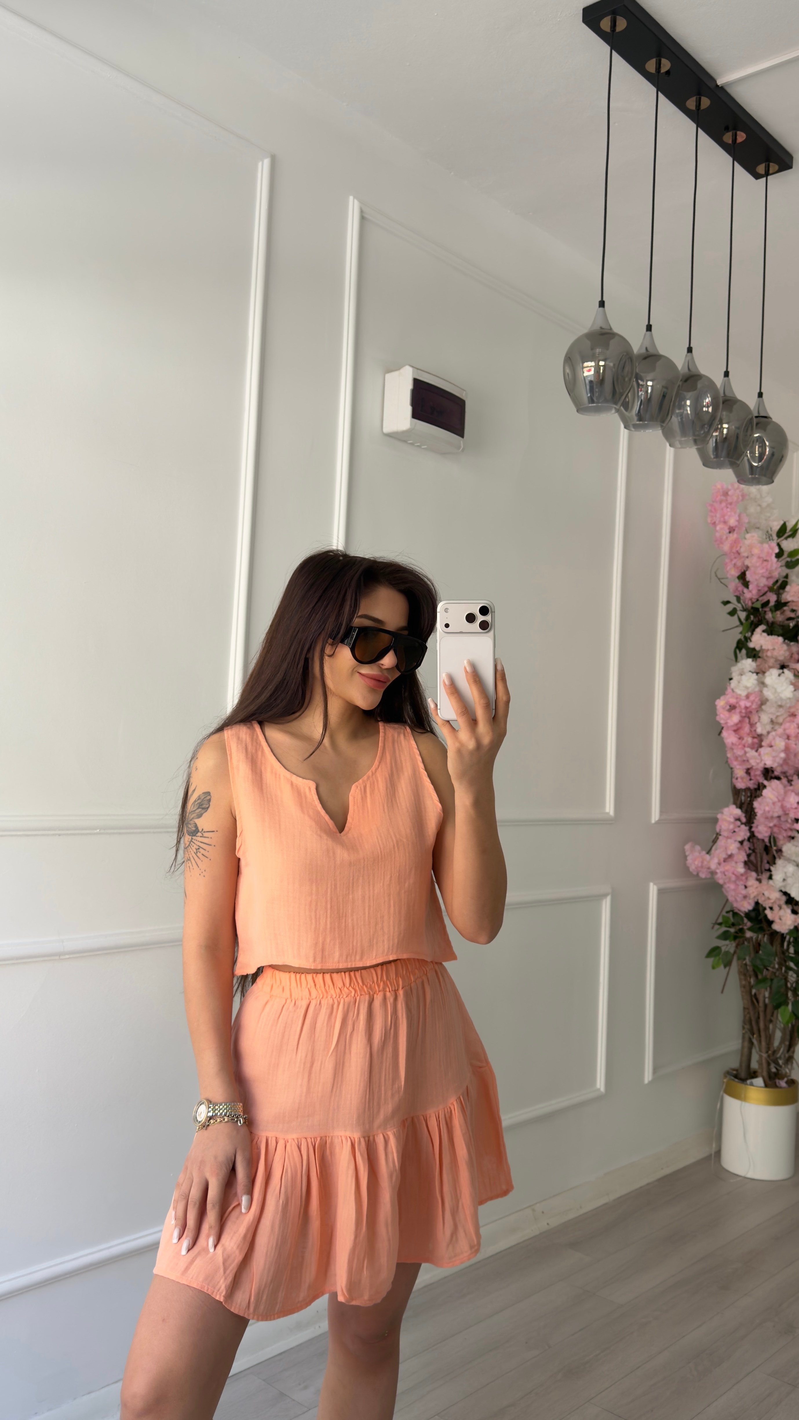 Müslüm kumaş Etekli Takım Pembe