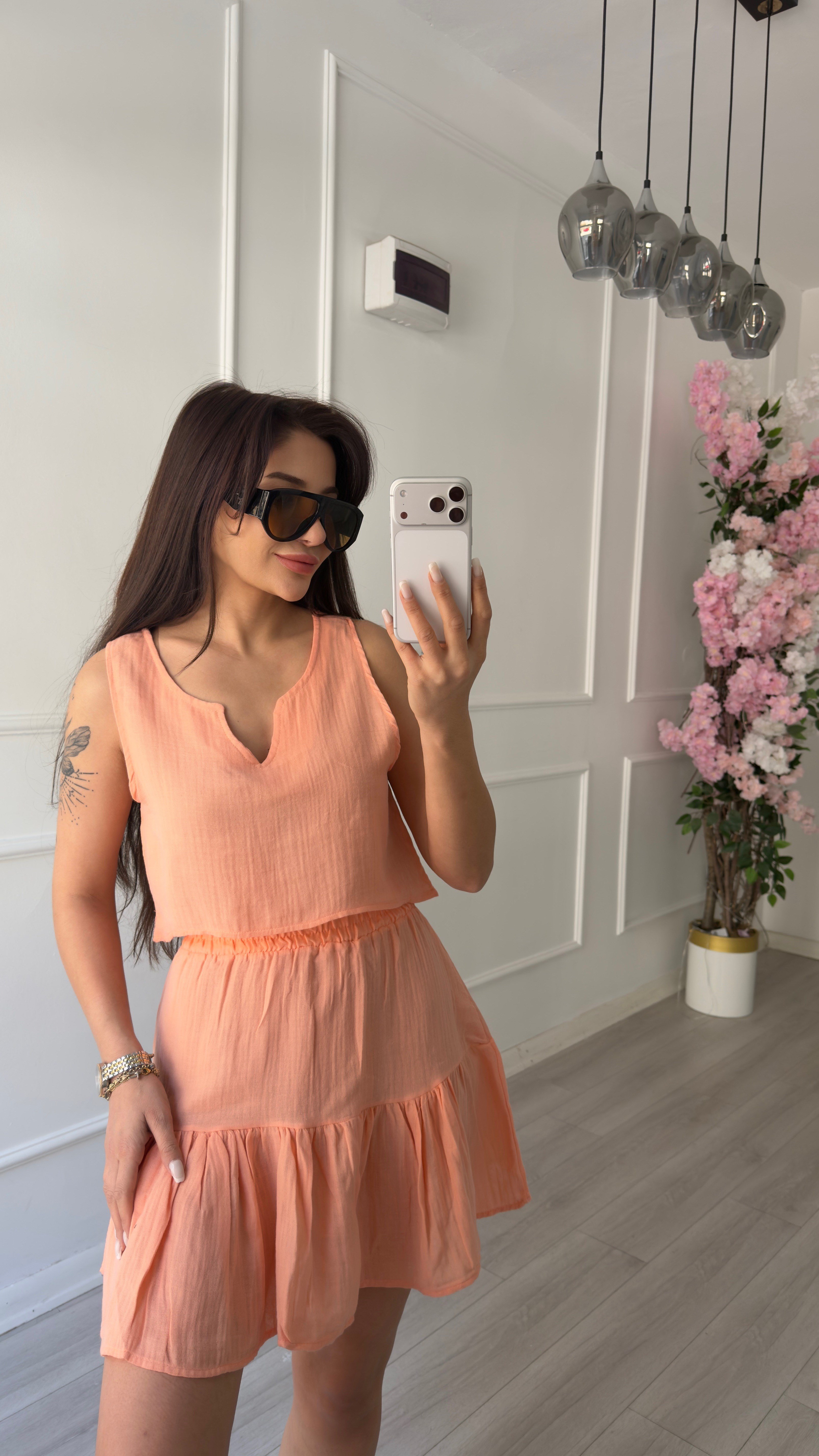 Müslüm kumaş Etekli Takım Pembe