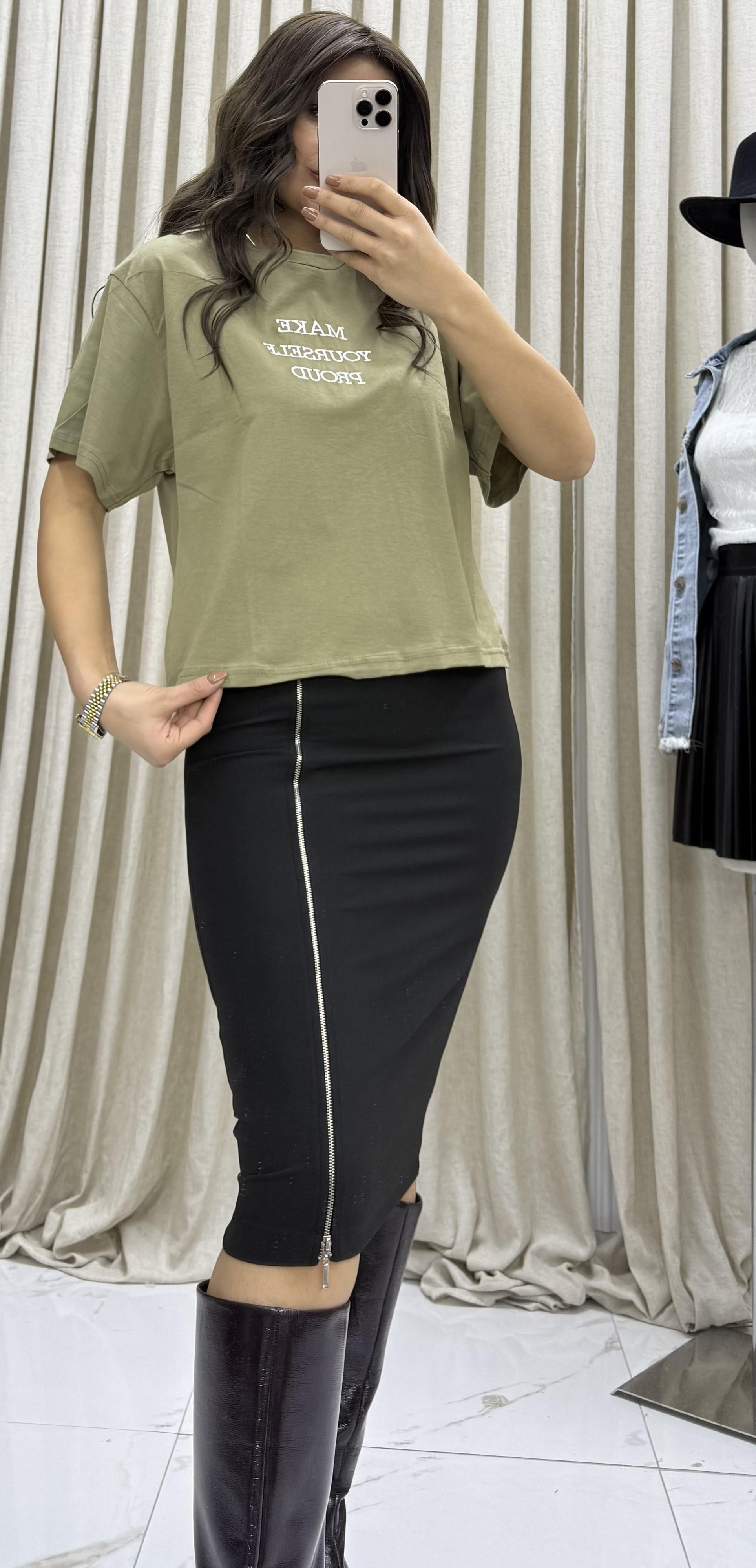 Oversize Kısa Kollu Tshirt -Yeşil
