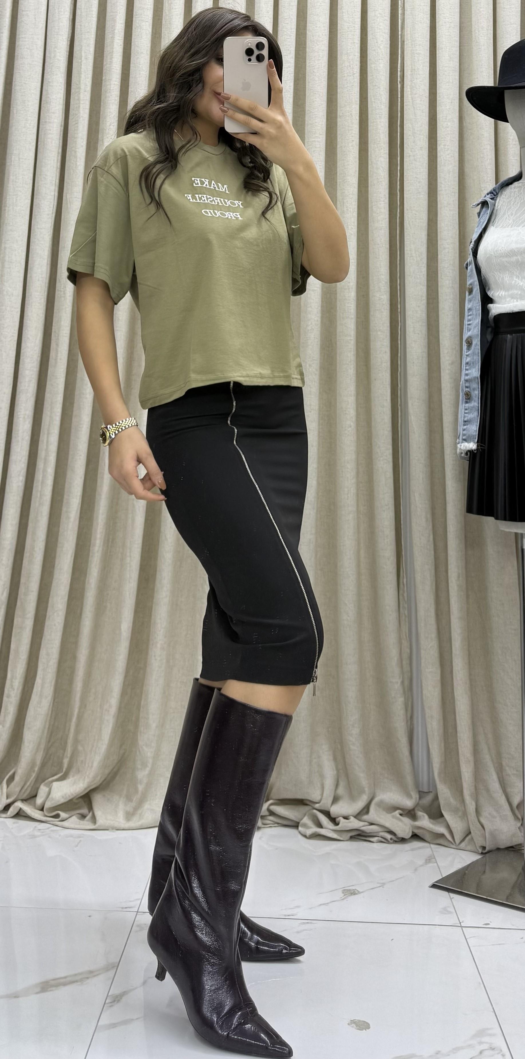 Oversize Kısa Kollu Tshirt -Yeşil