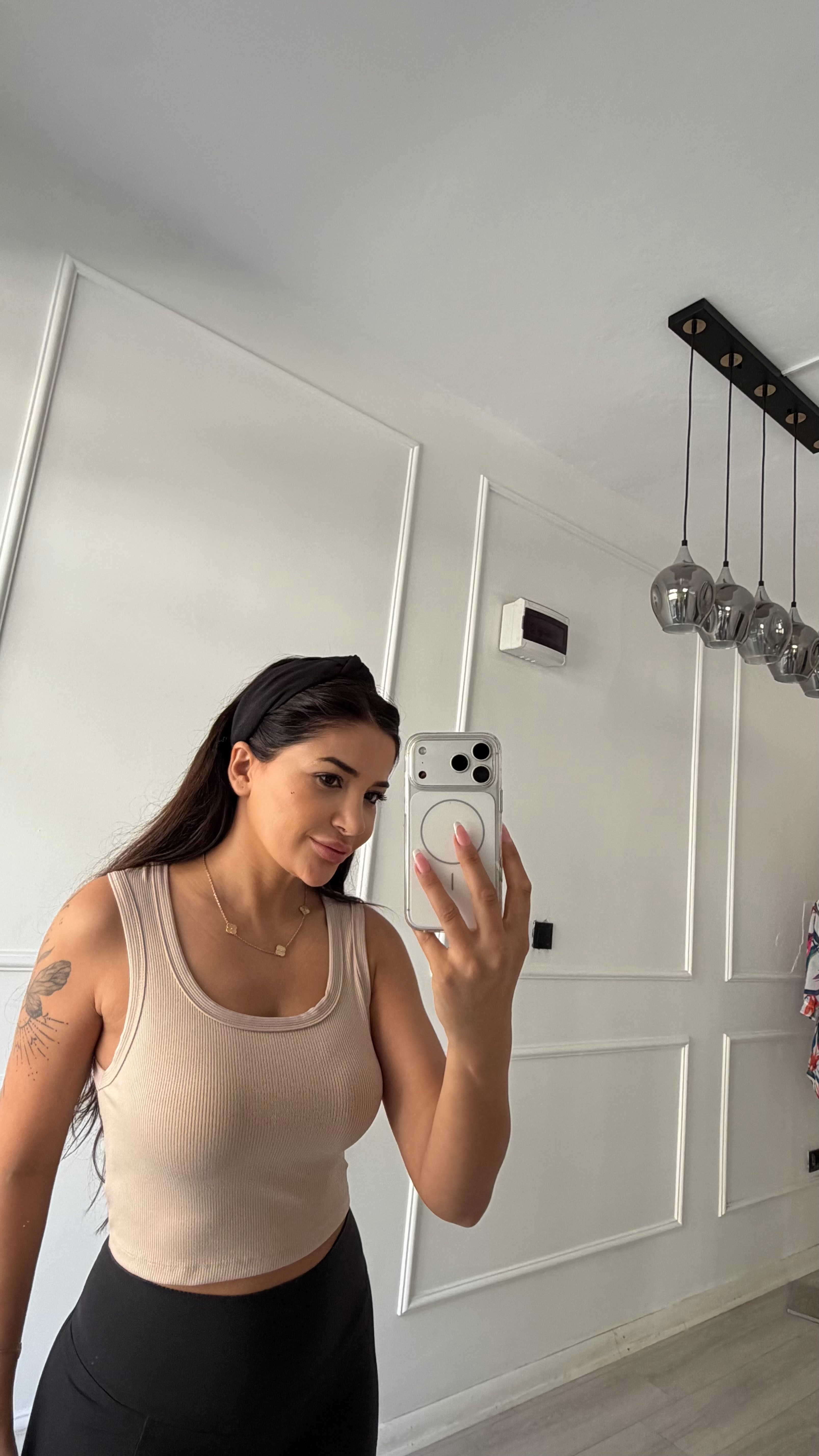 Premium Fit Ribana Crop Esnek Atlet  Bej