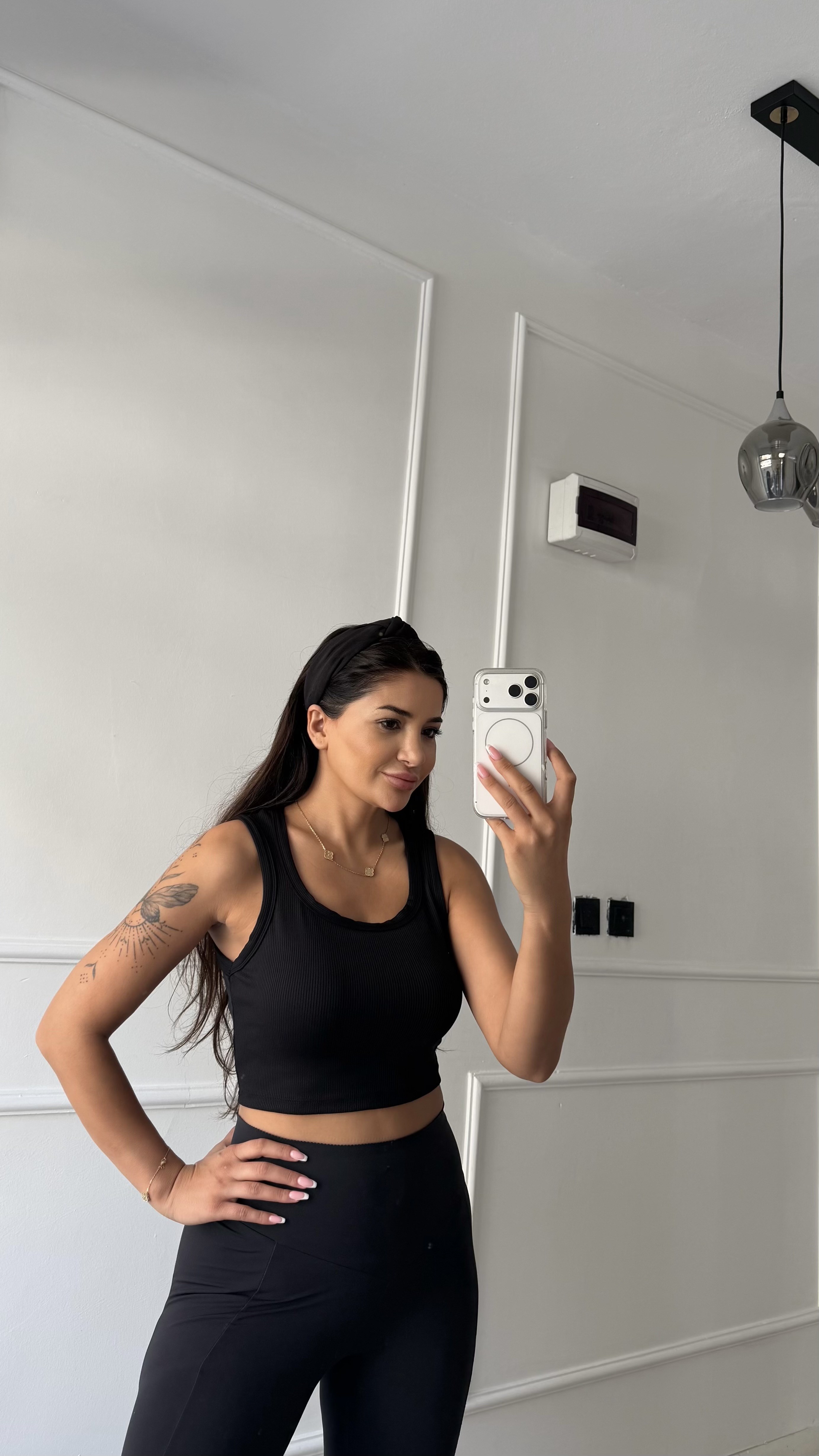 Premium Fit Ribana Crop Esnek Atlet  Siyah
