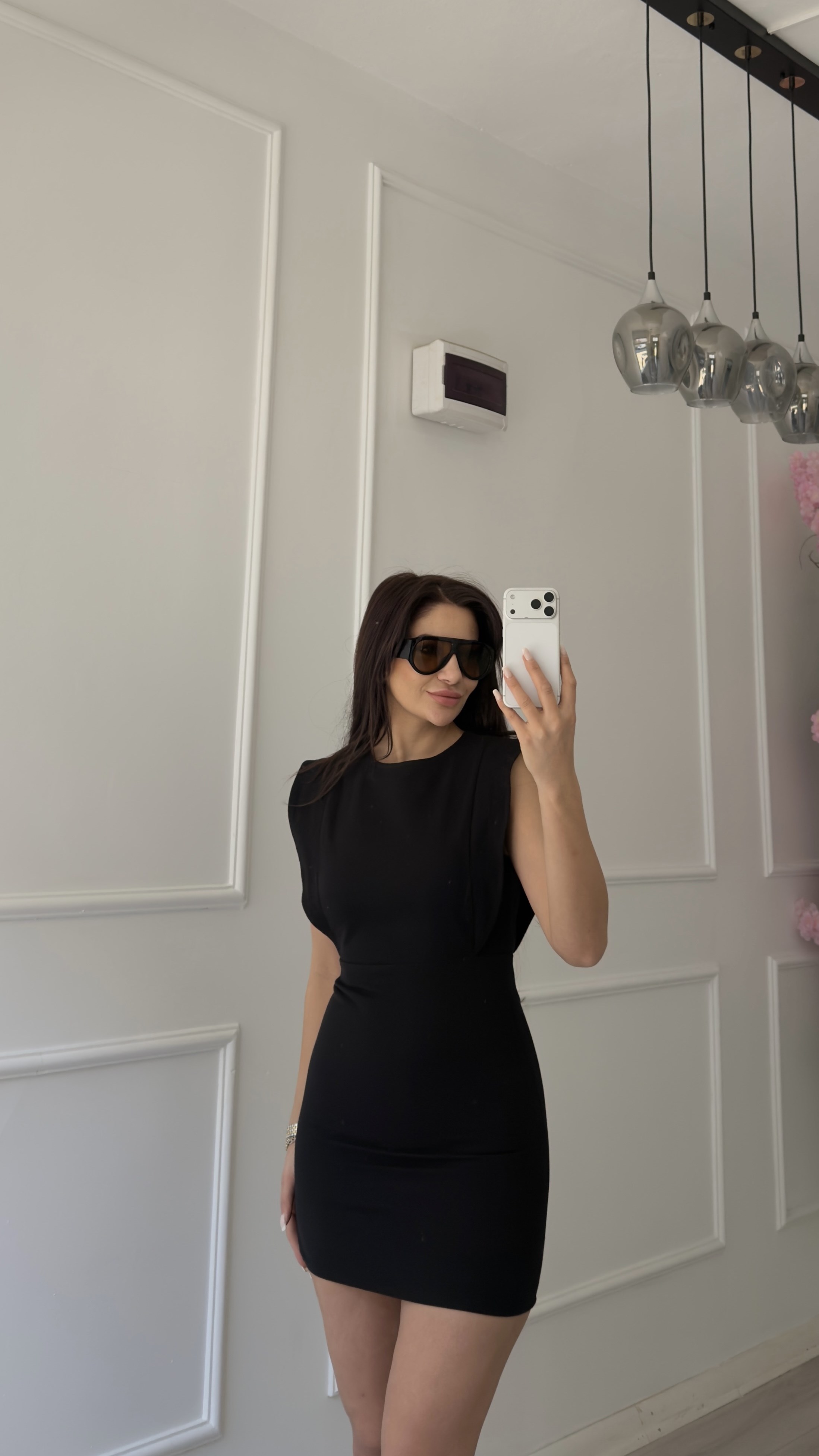 Sırt Fermuarlı Siyah Gabardin Elbise