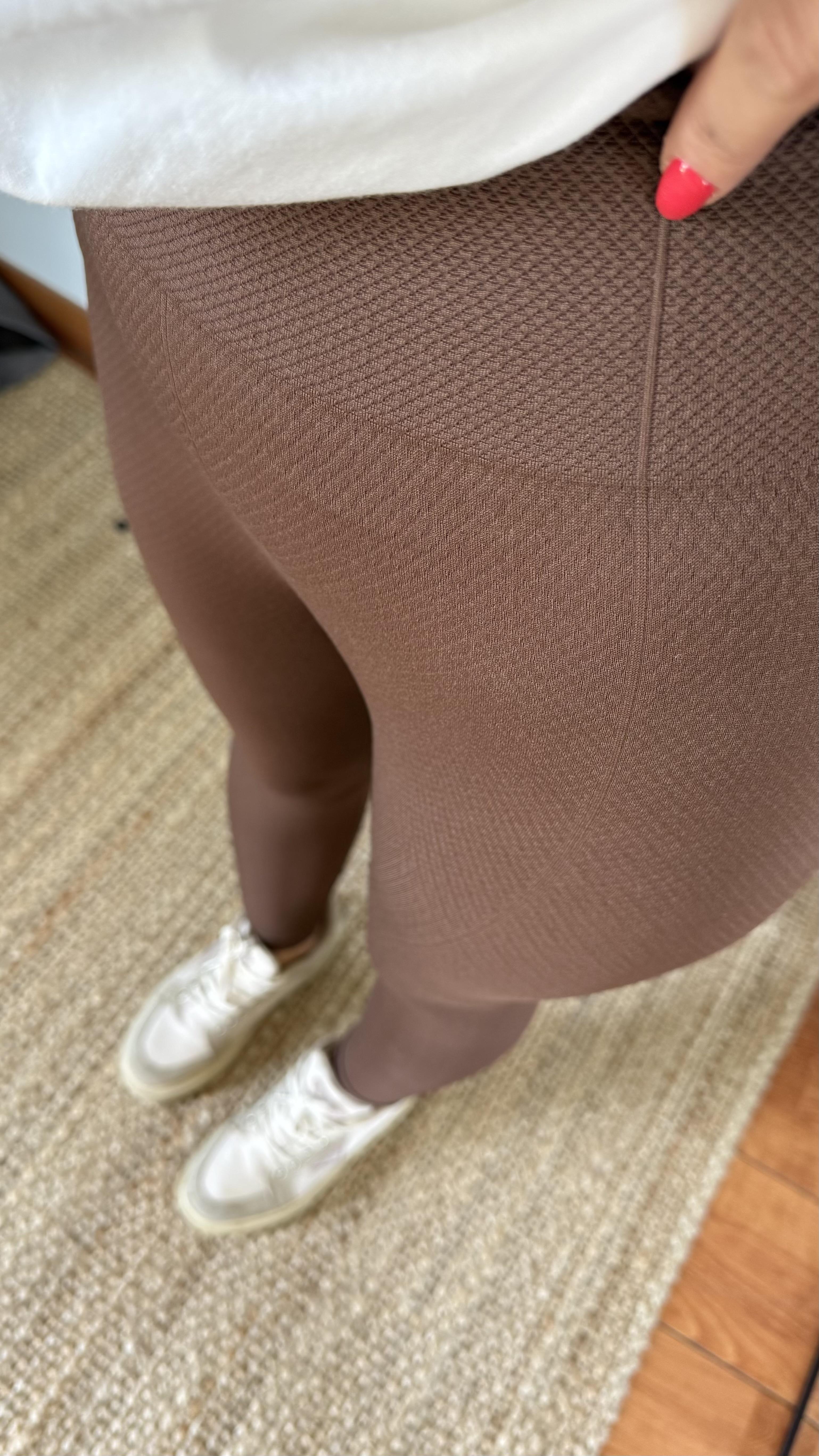 Sporcu Fitilli Yüksek Bel Dikişsiz Örme Fitilli Tayt