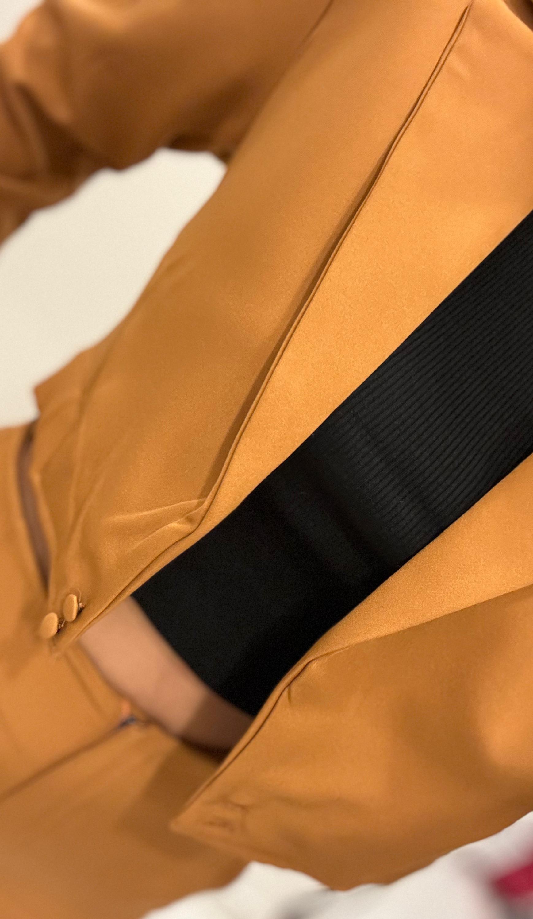 Taba Pantolon Crop Ceket Takım