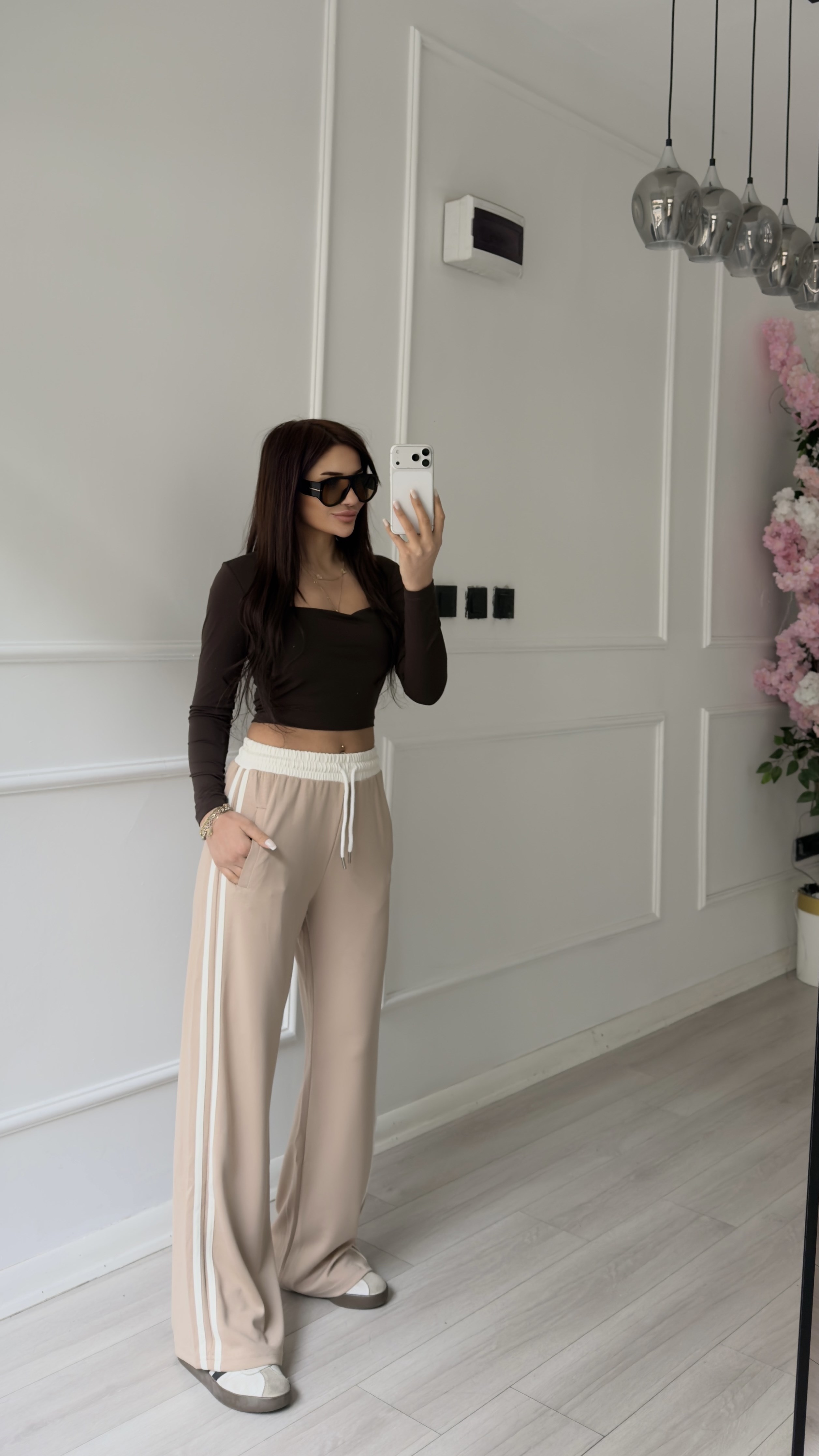 Yandan Çizgi Detaylı Bej Eşofman