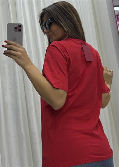  Kırmızı Bisiklet Yaka T-Shirt