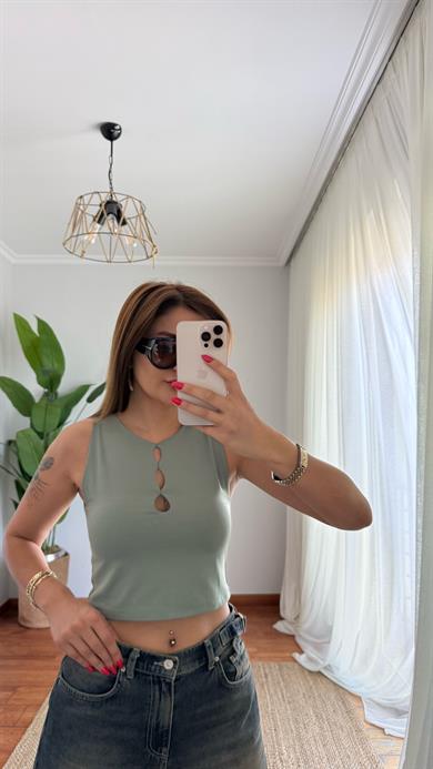  Pencere Detayli Kolsuz Crop Büstiyer