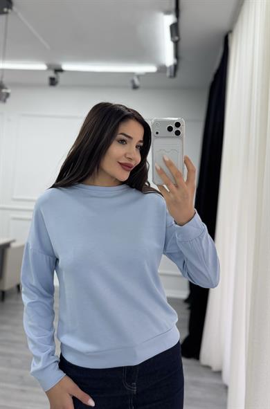 Bebe Mavi Bisiklet Yaka Sweatshirt