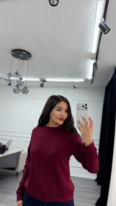 Bordo Bisiklet Yaka Sweatshirt