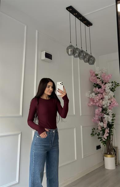 Bordo Çıtçıtlı Badi Uzun Kol 