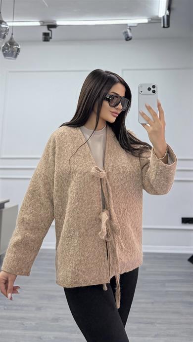 Çift Bağcıklı Kırçıllı Ceket-Kahve