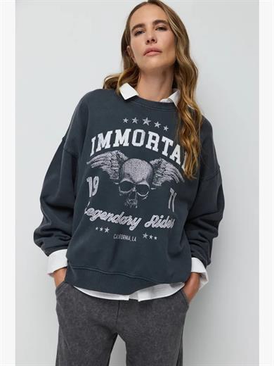 Daves Antrasit Baskılı Sweatshirt