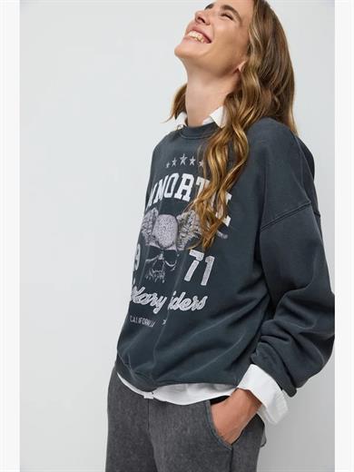 Daves Antrasit Baskılı Sweatshirt