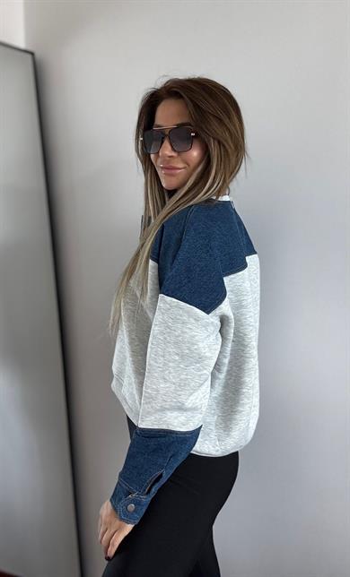 Denim Detaylı-Sweatshirt