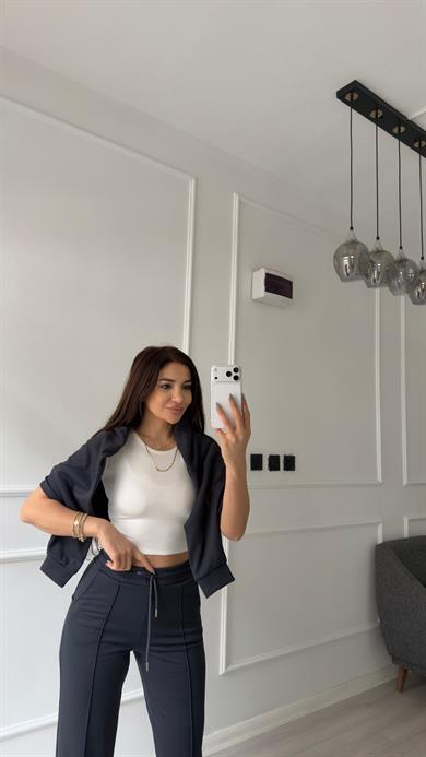 Fermuarlı Sweatshirt 2li Takım-Antrasit